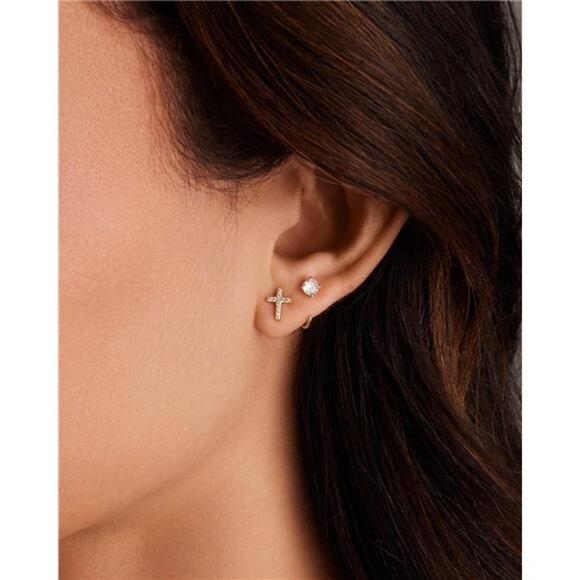 925 Sterling Silver Huggie Half Hoop Earrings | Hypoallergenic Minimalist - Picture 4 of 7